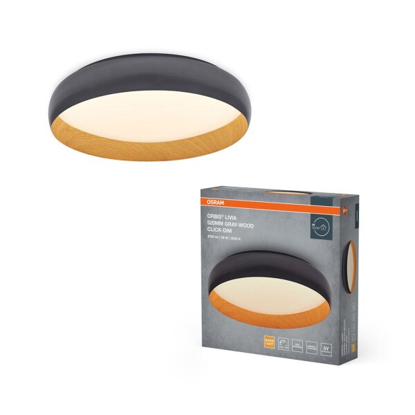 LED Deckenleuchte Click-DIM Grau Metall 3000K OSRAM