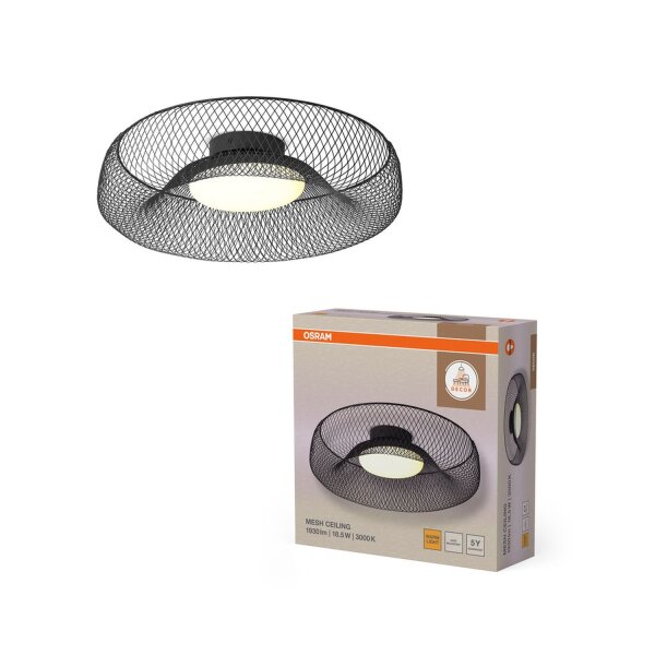 LED Deckenleuchte Schwarz Metall 3000 K Ø30 cm OSRAM