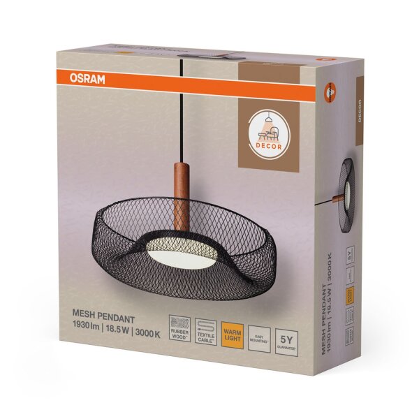 LED Pendelleuchte Holz Metall 3000 K Ø40cm modern OSRAM