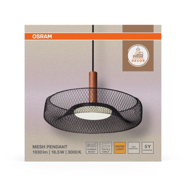 LED Pendelleuchte Holz Metall 3000 K Ø40cm modern OSRAM