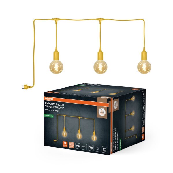 Pendelleuchte Gelb Silikon IP44 E27 L:700 cm OSRAM
