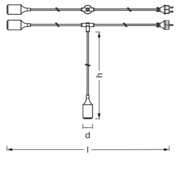 Pendelleuchte Grau Silikon IP44 E27 L:600 cm OSRAM