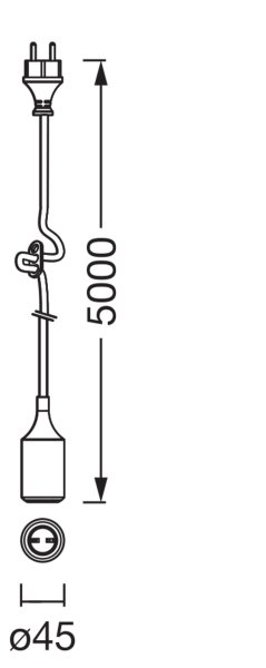 Pendelleuchte Braun Silikon IP44 E27 L:500 cm OSRAM