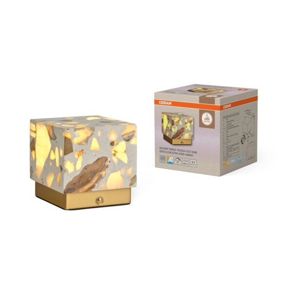 LED Akku Tischlampe dimmbar Gold Terrazzo 4500K OSRAM