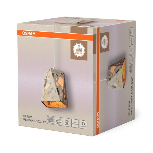 Hängelampe Beige Terrazzo E27 Ø15 cm wohnlich OSRAM