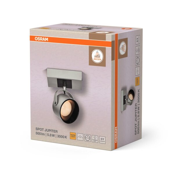 LED Wandspot schwenkbar Silber Stahl 3000 K OSRAM