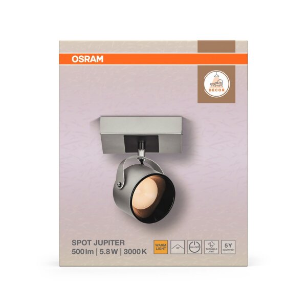 LED Wandspot schwenkbar Silber Stahl 3000 K OSRAM
