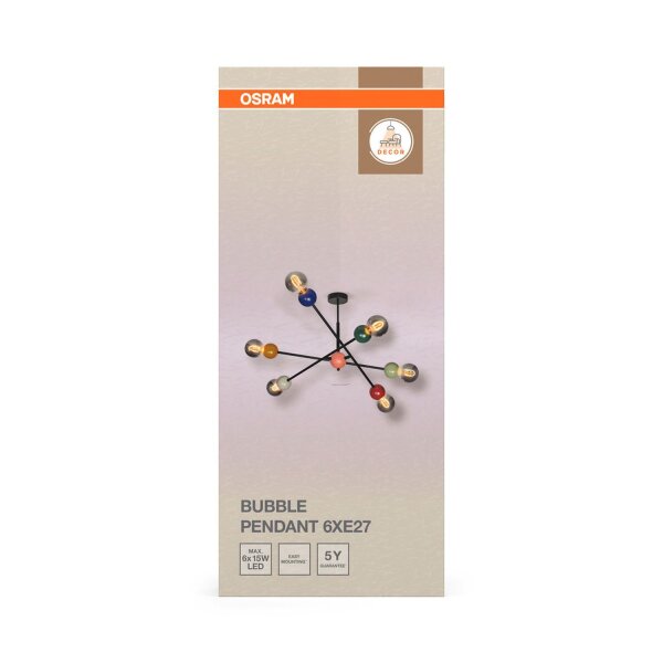 Deckenleuchte Mehrfarbig H:68 cm E27 6-flammig OSRAM
