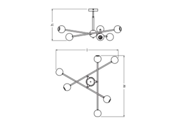 Deckenleuchte Mehrfarbig H:68 cm E27 6-flammig OSRAM