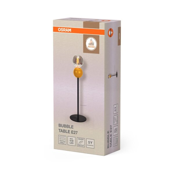 Tischlampe Metall Kugel H:40 cm E27 Gelb Schwarz OSRAM