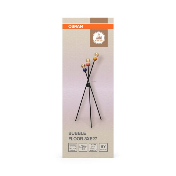 Stehleuchte Mehrfarbig Metall E27 H:47 cm 3-flmg OSRAM
