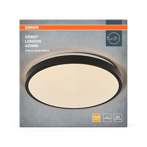 LED Deckenlampe Schwarz Metall 3000K rund Ø39,5cm OSRAM