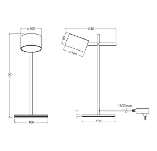 LED Tischleuchte Alu dimmbar verstellbar 3000 K OSRAM