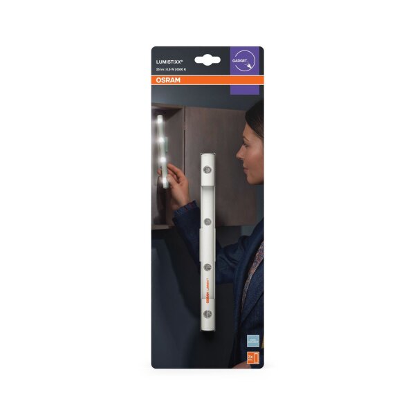 LED Wandlampe Batterie Weiß Metall 6500K L:22,2cm OSRAM