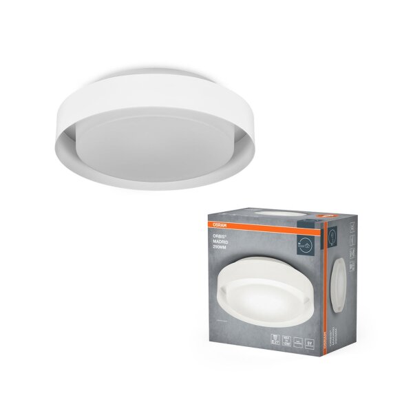 Deckenleuchte Weiß Glas Stahl E27 Ø29 cm rund OSRAM