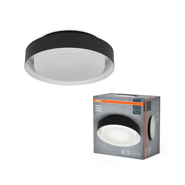 Deckenleuchte Schwarz Glas Stahl E27 Ø29cm rund OSRAM