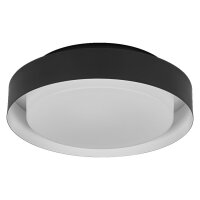 Deckenleuchte Schwarz Glas Stahl E27 &Oslash;29cm rund OSRAM