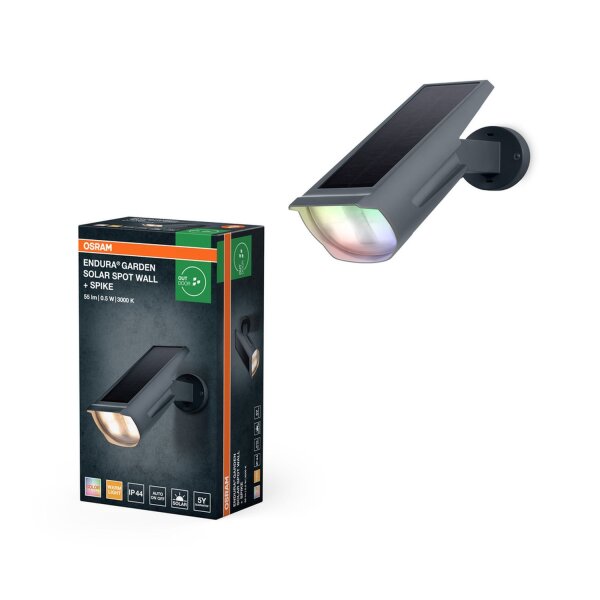 LED Solar Wandlampe Dunkelgrau Metall 3000K IP44 OSRAM