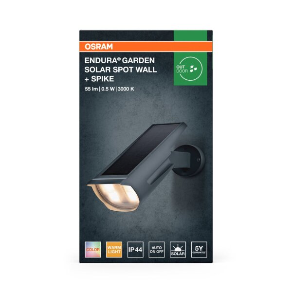 LED Solar Wandlampe Dunkelgrau Metall 3000K IP44 OSRAM