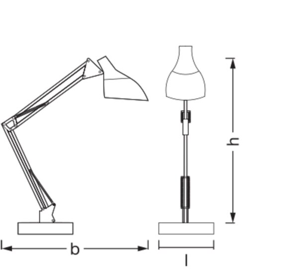 Tischlampe verstellbar Schwarz Metall E27 H:40 cm OSRAM