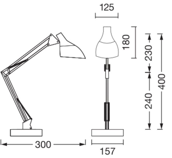 Tischlampe verstellbar Schwarz Metall E27 H:40 cm OSRAM