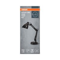 Tischlampe verstellbar Schwarz Metall E27 H:40 cm OSRAM