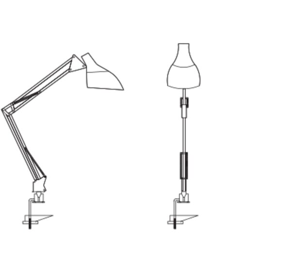 Klemmleuchte verstellbar Schwarz Metall E27 40 cm OSRAM