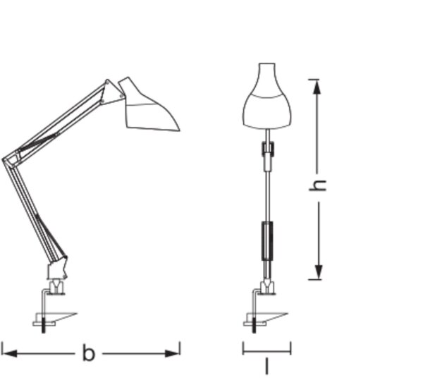 Klemmleuchte verstellbar Schwarz Metall E27 40 cm OSRAM