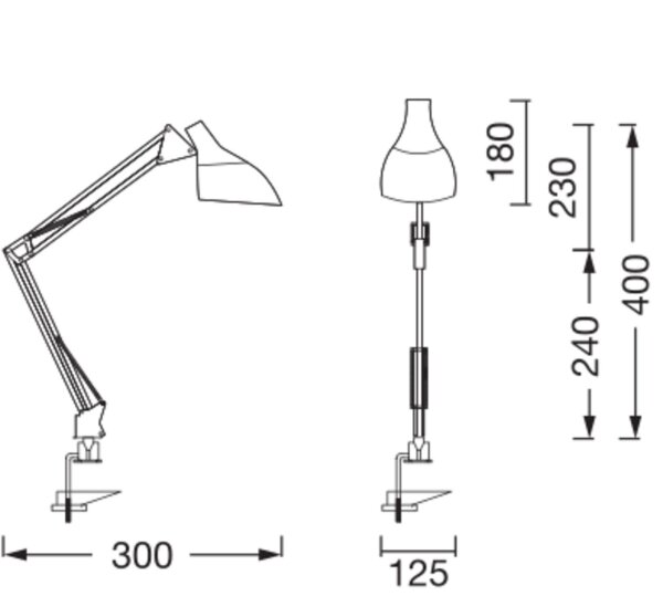 Klemmleuchte verstellbar Schwarz Metall E27 40 cm OSRAM