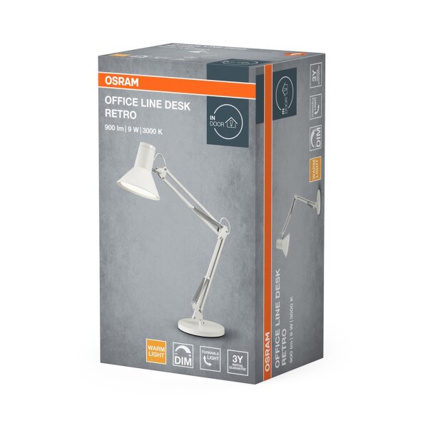LED Tischleuchte dimmbar verstellbar Weiß 3000 K OSRAM