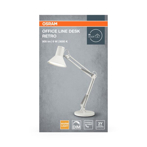 LED Tischleuchte dimmbar verstellbar Weiß 3000 K OSRAM