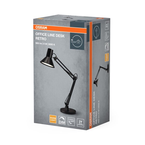 LED Tischlampe dimmbar verstellbar Schwarz 3000K OSRAM