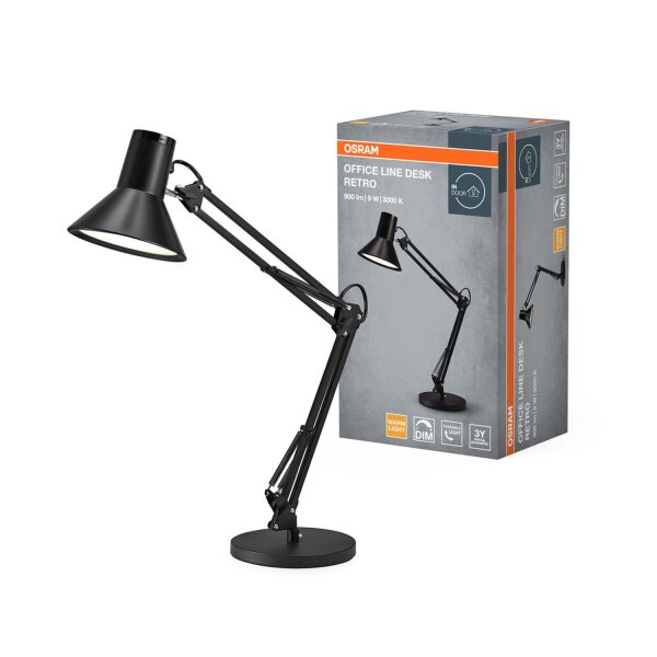 LED Tischlampe dimmbar verstellbar Schwarz 3000K OSRAM