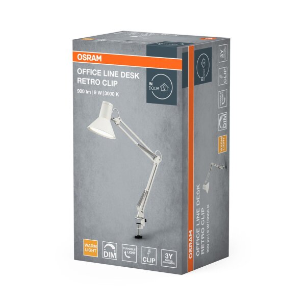 LED Klemmleuchte dimmbar verstellbar Weiß 67 cm OSRAM
