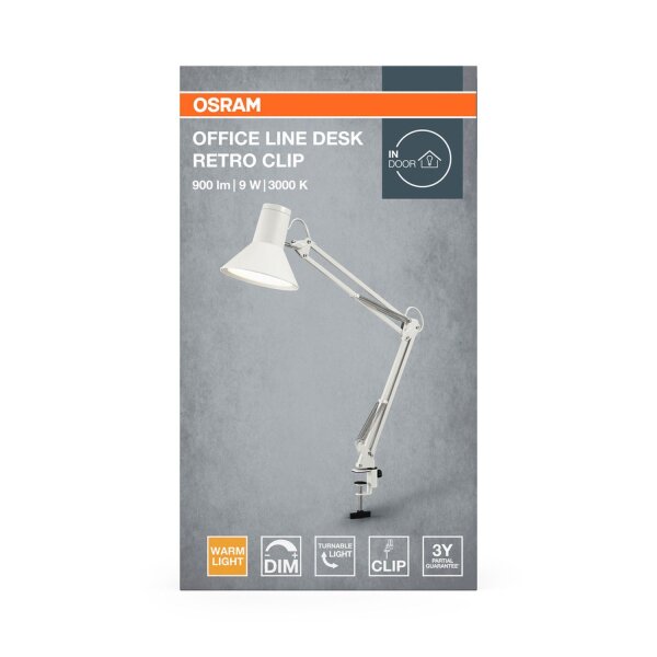 LED Klemmleuchte dimmbar verstellbar Weiß 67 cm OSRAM
