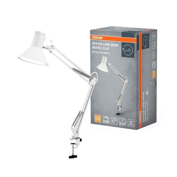 LED Klemmleuchte dimmbar verstellbar Weiß 67 cm OSRAM