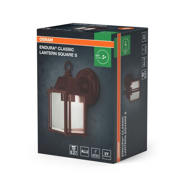 Wandlampe Alu Glas IP23 E27 H:22,5 cm Laterne OSRAM