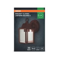Wandlampe Alu Glas IP23 E27 H:22,5 cm Laterne OSRAM