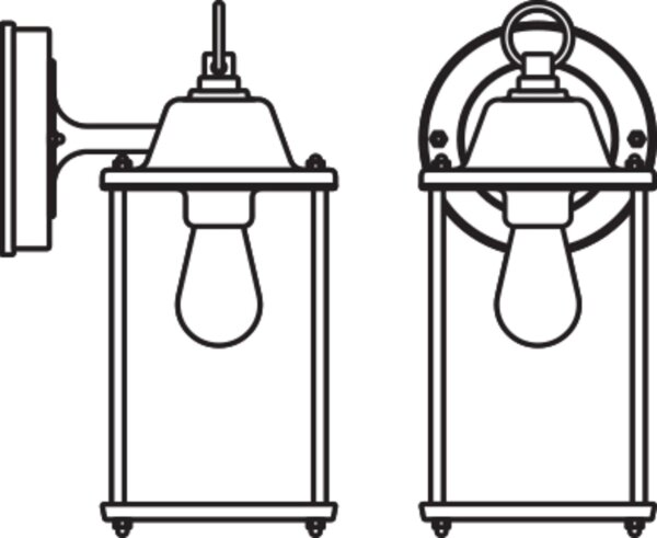 Wandleuchte Schwarz Alu IP23 E27 H:22,5cm Laterne OSRAM
