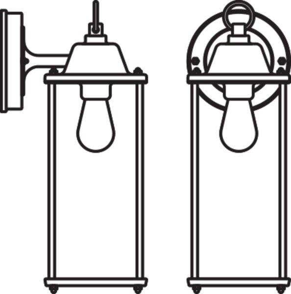 Wandlampe Alu Glas Laterne IP23 E27 H:29,3 cm OSRAM
