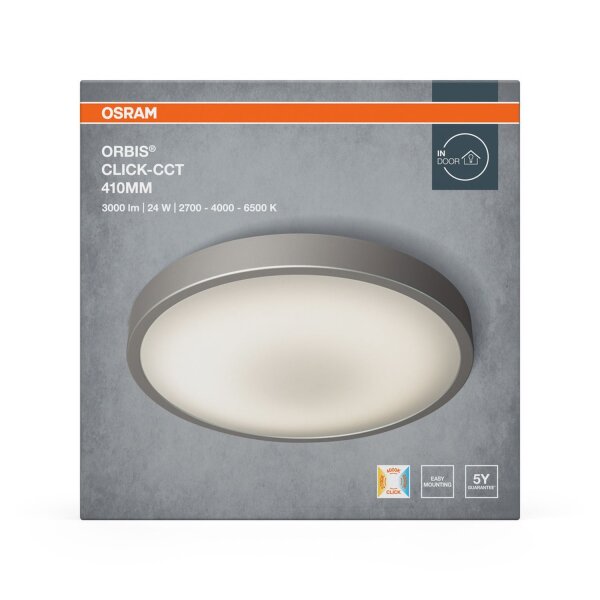 LED Deckenleuchte Click-CCT CCT Weiß Alu Ø41cm OSRAM