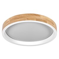 LED Deckenleuchte Click-DIM Wei&szlig; Holz 3000K...