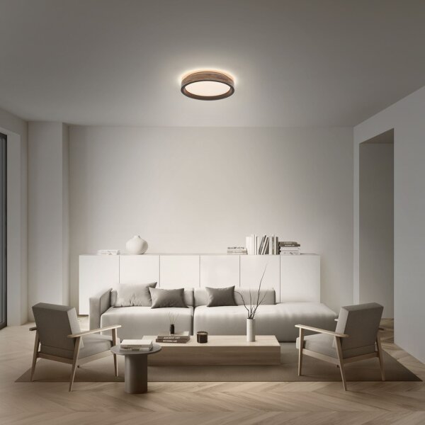 LED Deckenleuchte Schwarz Holz Click-DIM 3000K OSRAM