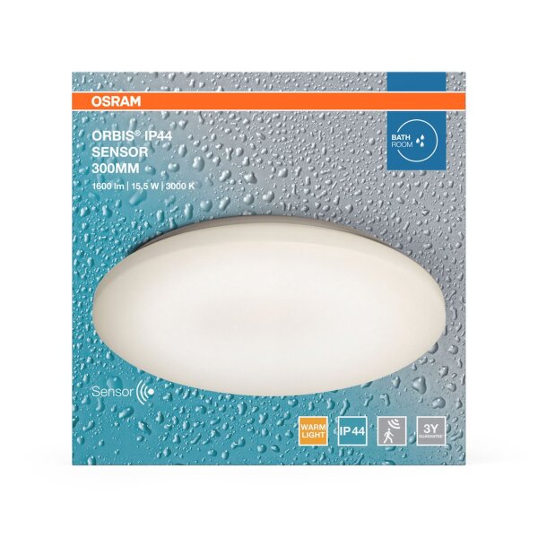 LED Deckenleuchte Weiß Alu 3000K IP44 Ø30cm rund OSRAM
