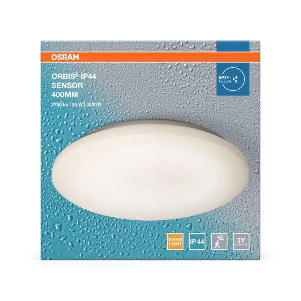 LED Deckenlampe Weiß Alu 3000K IP44 rund Ø40cm OSRAM
