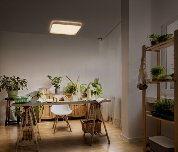 LED Deckenlampe Click-DIM Holz 3000K B:29,2cm OSRAM
