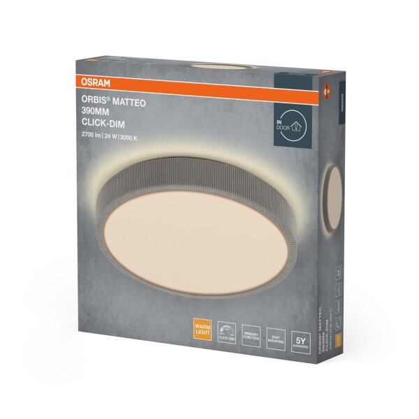LED Deckenleuchte Click-DIM Stoff 3000K Ø39cm OSRAM