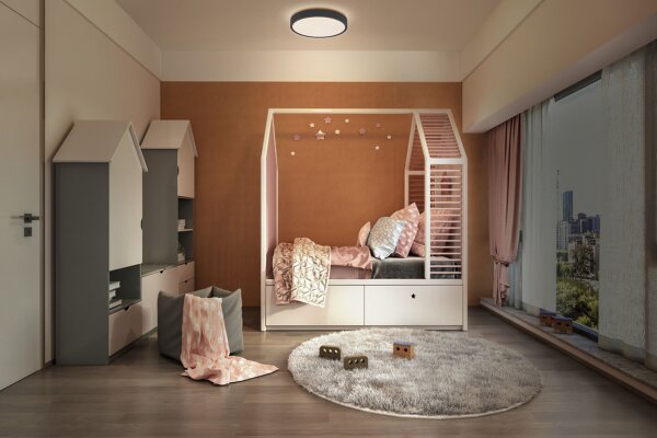 LED Deckenleuchte Stoff Grau Click-DIM 3000K Ø39 cm