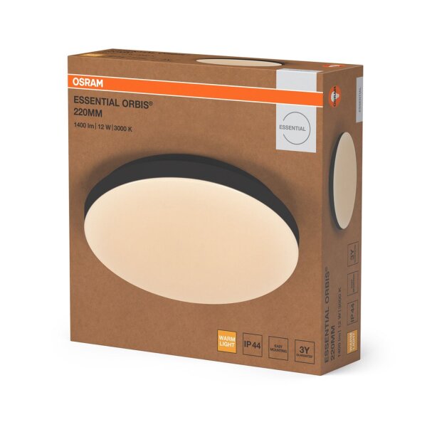 LED Deckenleuchte 3000K Schwarz Metall IP44 Ø21,5cm