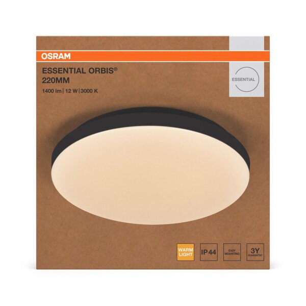 LED Deckenleuchte 3000K Schwarz Metall IP44 Ø21,5cm